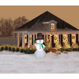 Holiday Time Airblown Inflatable Snowman with Candy Cane 7 Feet Yard Decor